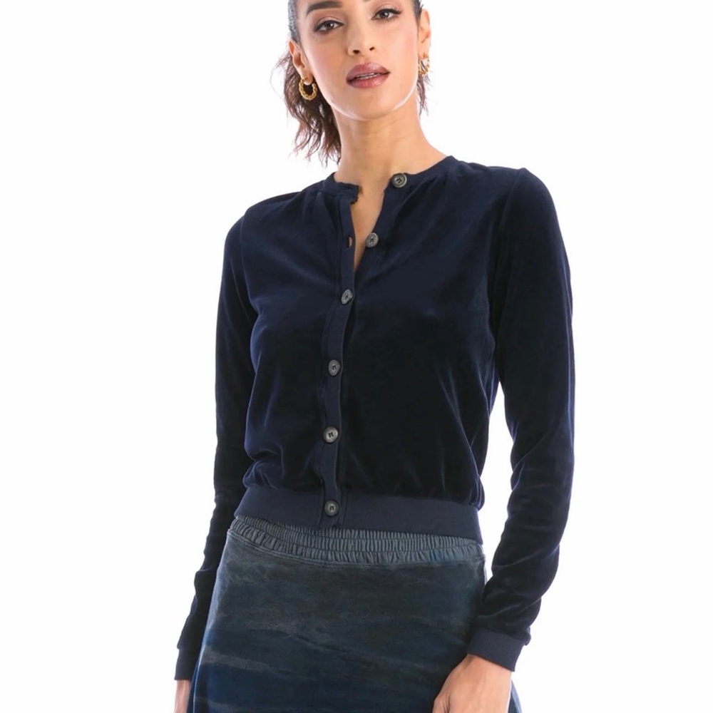 Hard Tail Velour Dark Blue Cardigan